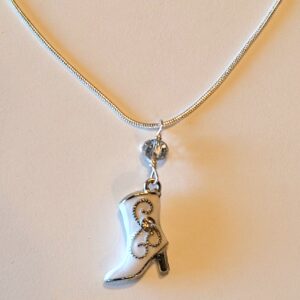 Enamel Boot Necklace. Sterling Silver Snake Chain